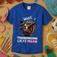 Make Thanksgiving Great Again Dabbing Turkey Trump American Gift Kids T-Shirt thumb 3