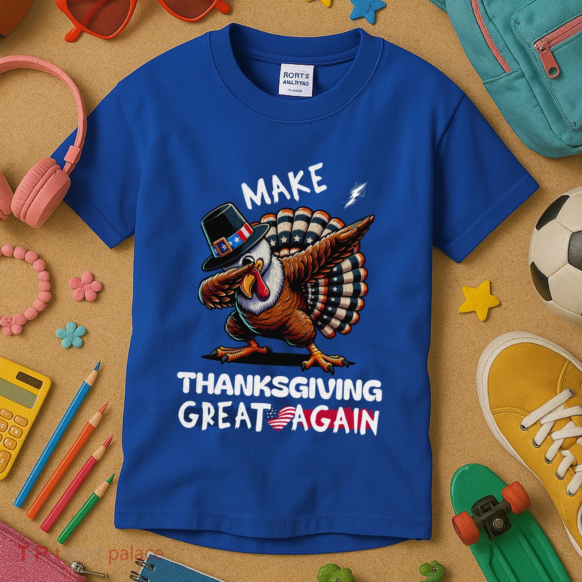 Make Thanksgiving Great Again Dabbing Turkey Trump American Gift Kids T-Shirt