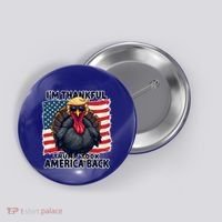 Make Thanksgiving Great Again Funny Turkey Trump American Gift Button thumb 0