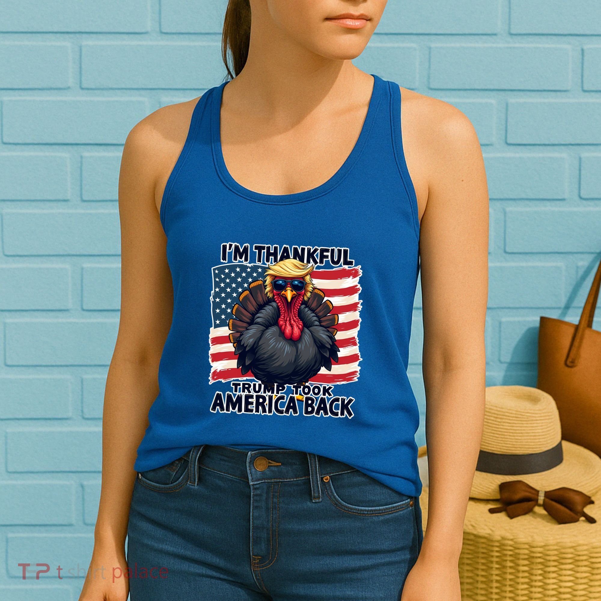 Make Thanksgiving Great Again Funny Turkey Trump American Gift Women's Tank Top
