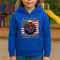 Make Thanksgiving Great Again Funny Turkey Trump American Gift Kids Hoodie thumb 3