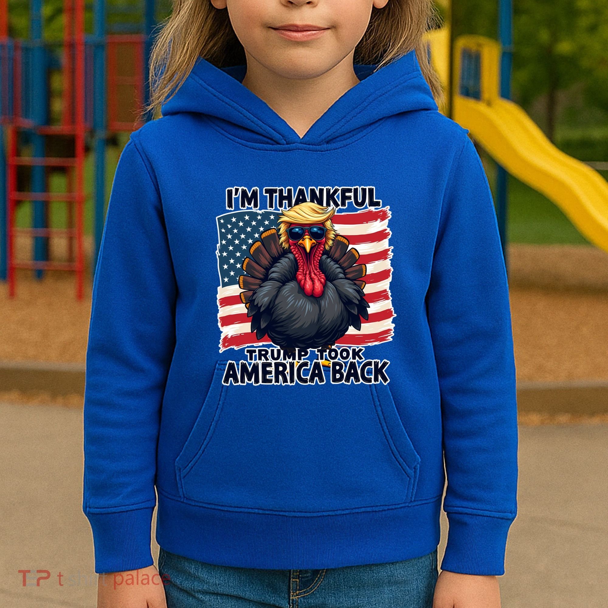 Make Thanksgiving Great Again Funny Turkey Trump American Gift Kids Hoodie