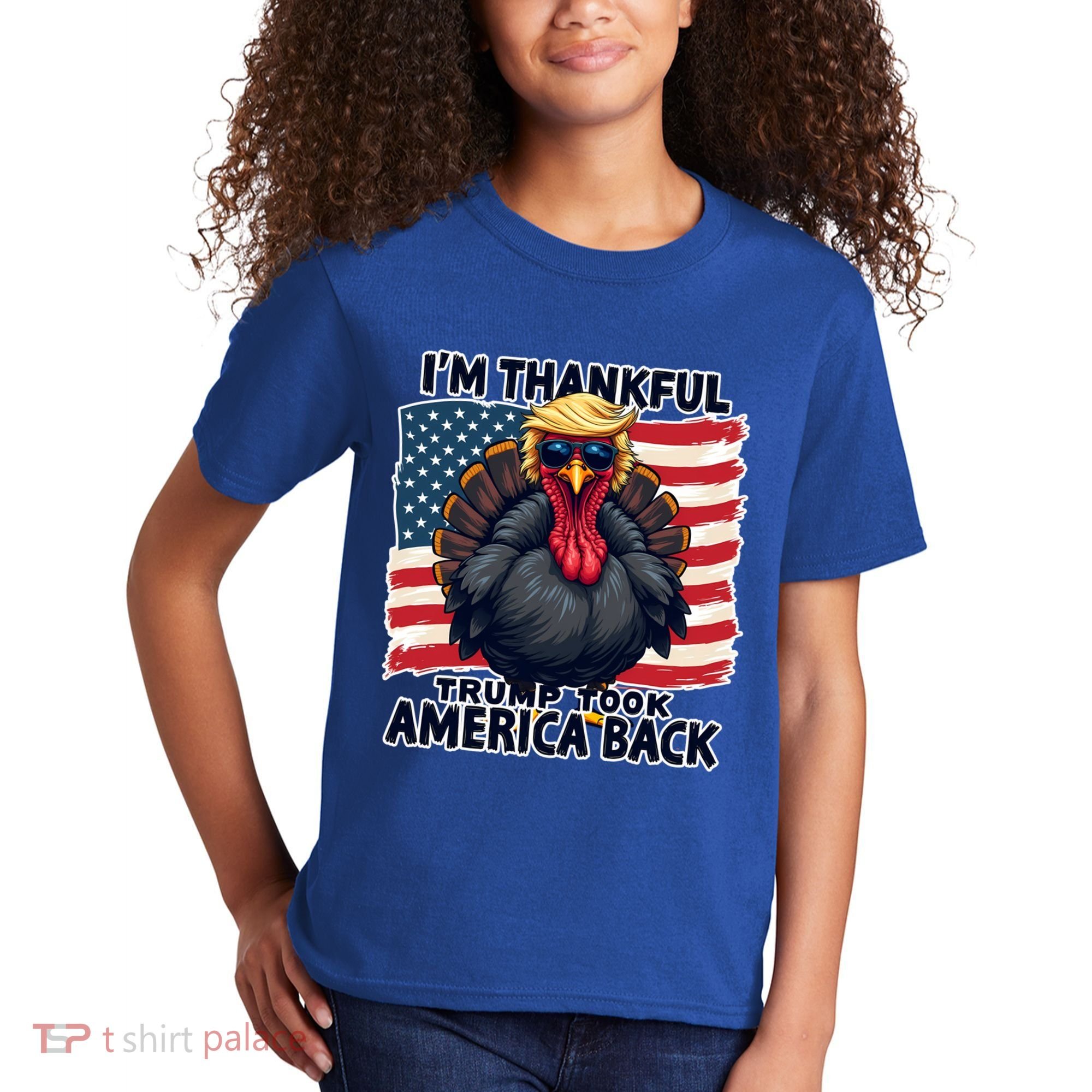 Make Thanksgiving Great Again Funny Turkey Trump American Gift Kids T-Shirt