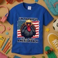 Make Thanksgiving Great Again Funny Turkey Trump American Gift Kids T-Shirt thumb 3