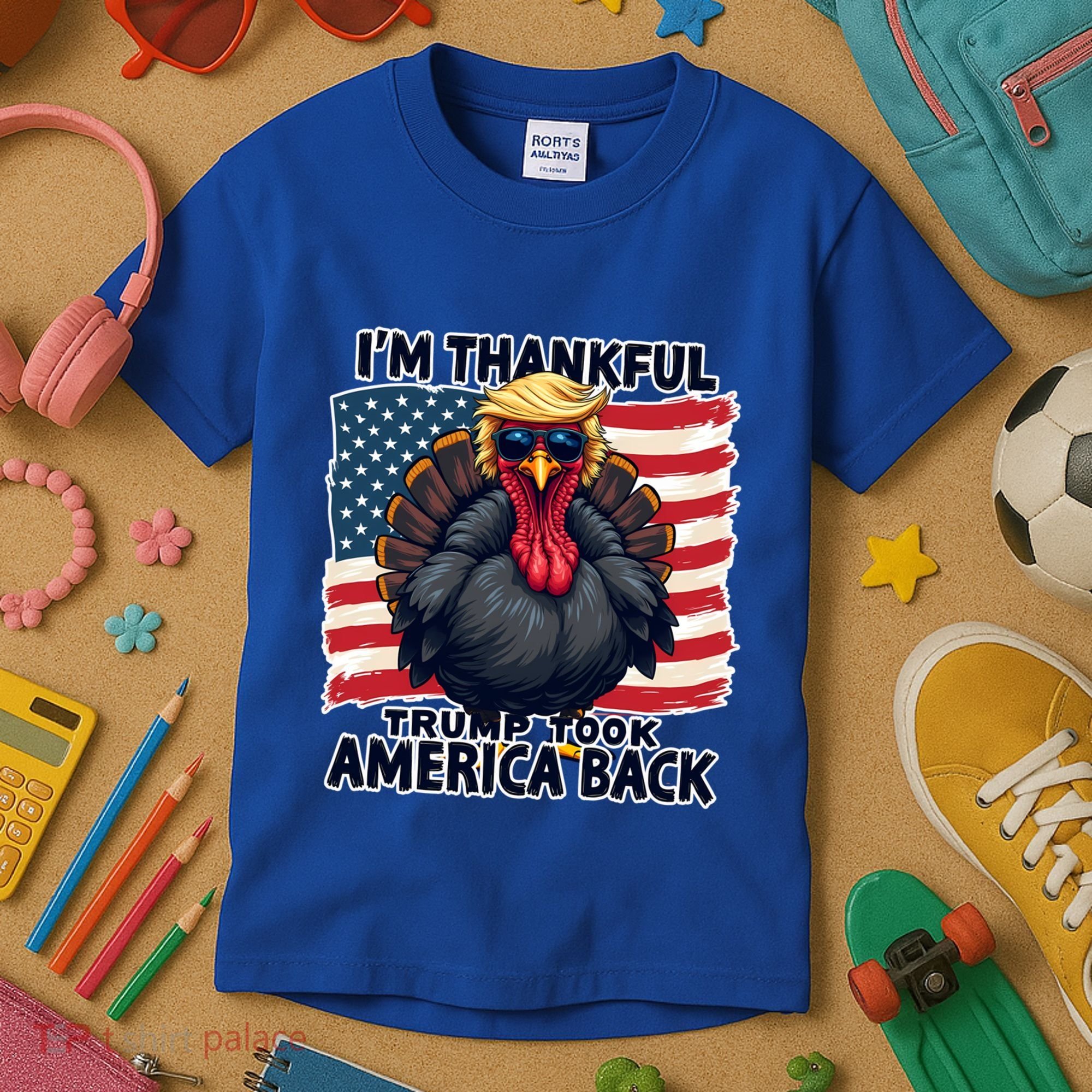 Make Thanksgiving Great Again Funny Turkey Trump American Gift Kids T-Shirt