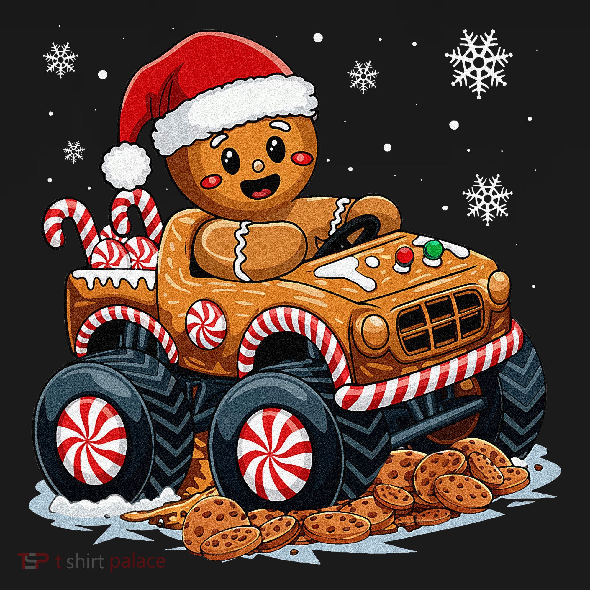 Monster Truck Gingerbread Man Funny Christmas Baking Cookies Women's Hoodie