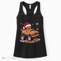 Monster Truck Gingerbread Man Funny Christmas Baking Cookies Women's Tank Top thumb 0