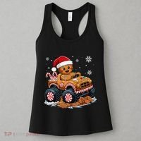 Monster Truck Gingerbread Man Funny Christmas Baking Cookies Women's Tank Top thumb 3