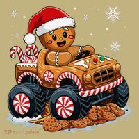 Monster Truck Gingerbread Man Funny Christmas Baking Cookies Mousepad thumb 1
