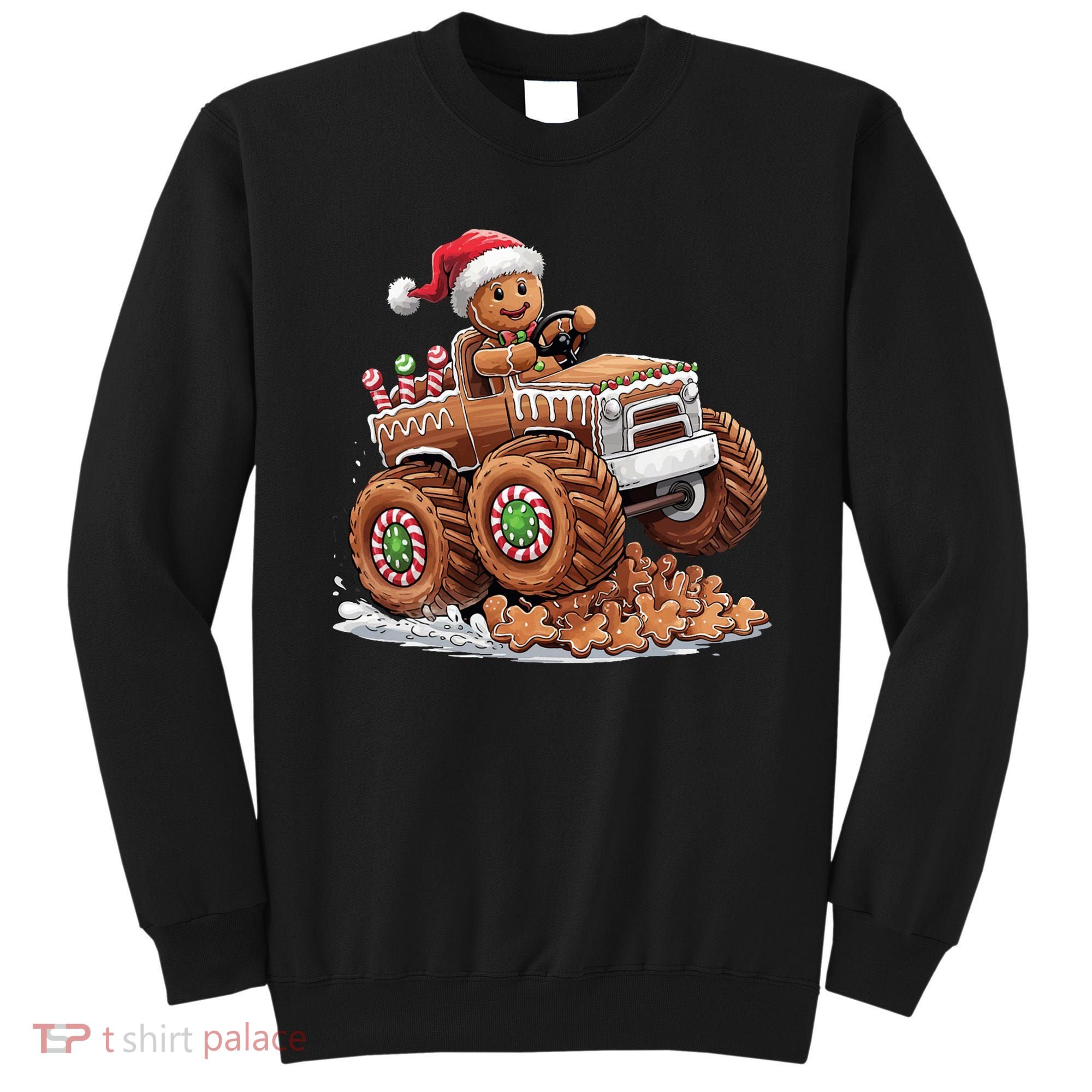 Monster Truck Gingerbread Man Funny Christmas Baking Cookies Sweatshirt