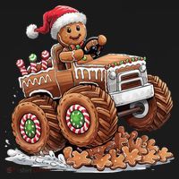 Monster Truck Gingerbread Man Funny Christmas Baking Cookies Sweatshirt thumb 3