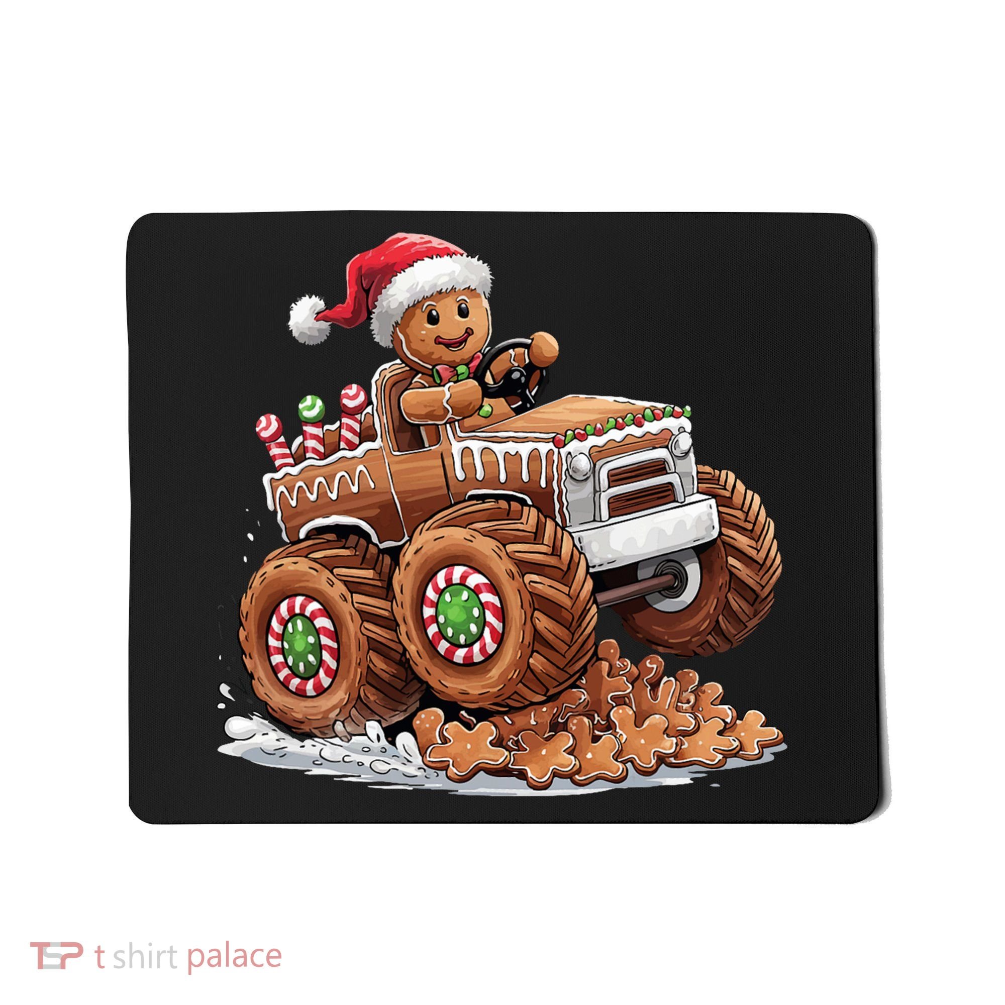Monster Truck Gingerbread Man Funny Christmas Baking Cookies Mousepad