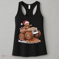 Monster Truck Gingerbread Man Funny Christmas Baking Cookies Women's Tank Top thumb 3