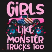 Monster Truck Girls Like Monsters Too Birthday Gifts Polo thumb 3