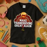 Make Thanksgiving Great Again Trump Turkey Kids T-Shirt thumb 3