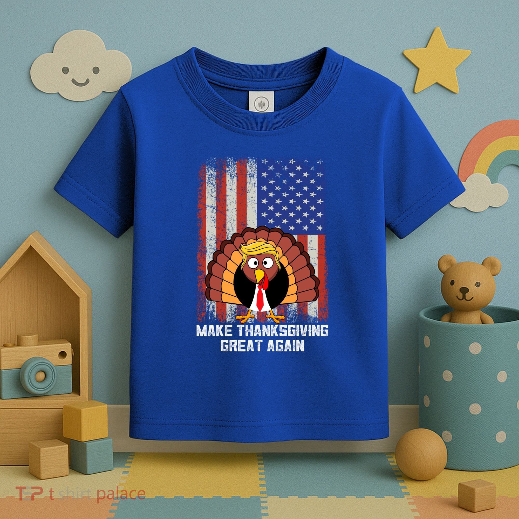 Make Thanksgiving Great Again Funny Trump Turkey Gift Toddler T-Shirt