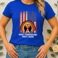 Make Thanksgiving Great Again Funny Trump Turkey Gift Women's T-Shirt thumb 2