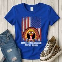 Make Thanksgiving Great Again Funny Trump Turkey Gift Women's T-Shirt thumb 3