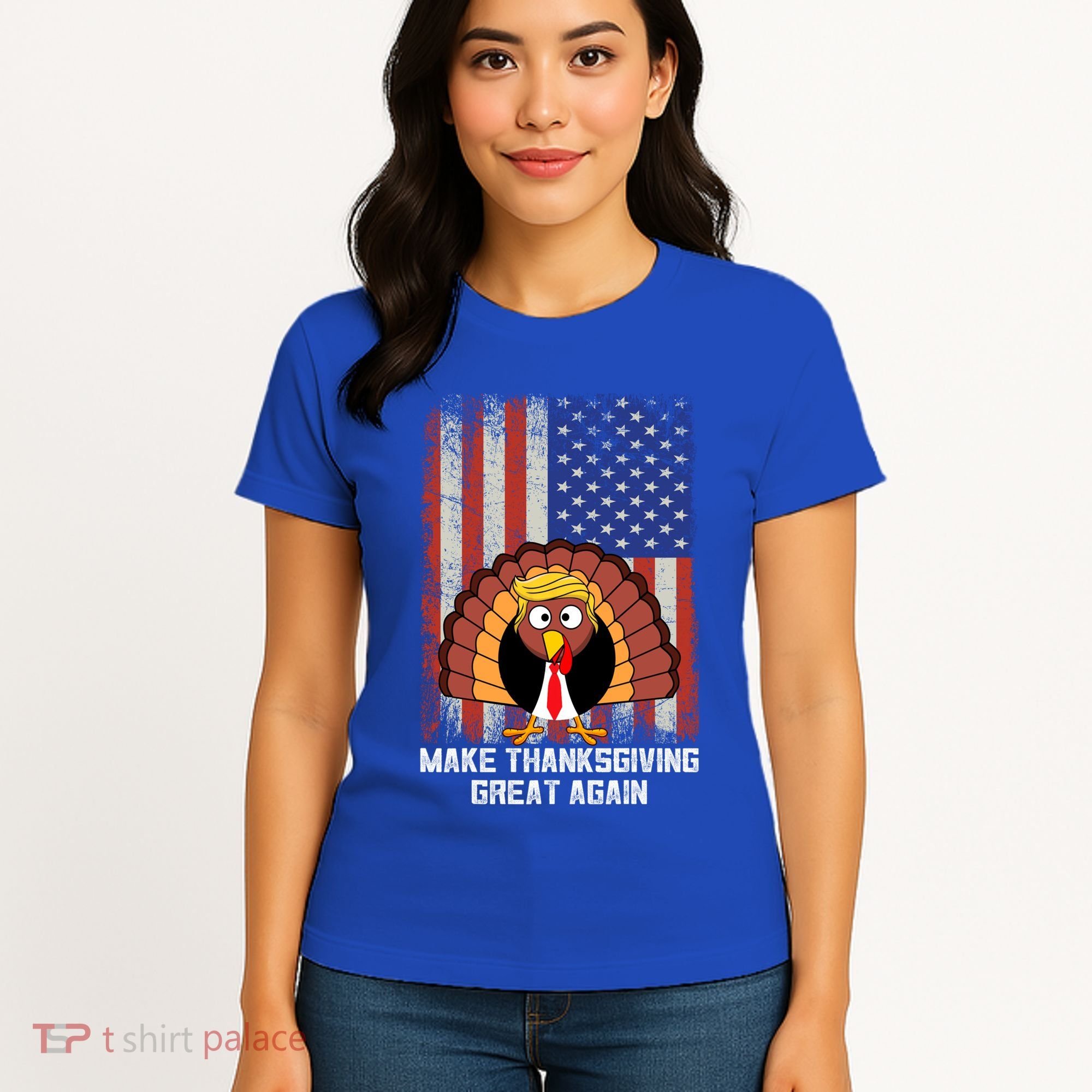 Make Thanksgiving Great Again Funny Trump Turkey Gift Women's T-Shirt