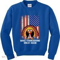 Make Thanksgiving Great Again Funny Trump Turkey Gift Kids Sweatshirt thumb 0