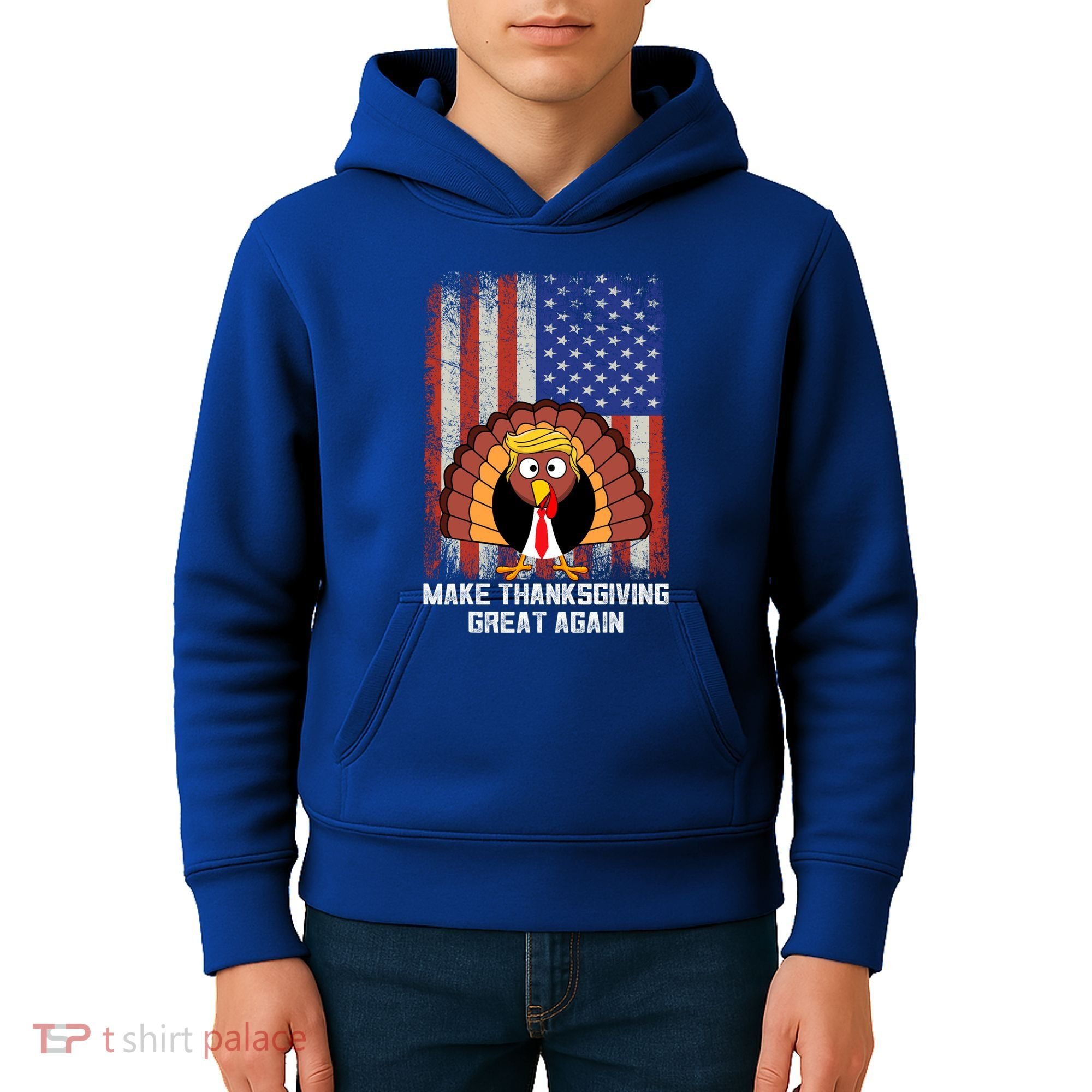Make Thanksgiving Great Again Funny Trump Turkey Gift Kids Hoodie