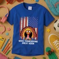 Make Thanksgiving Great Again Funny Trump Turkey Gift Kids T-Shirt thumb 3