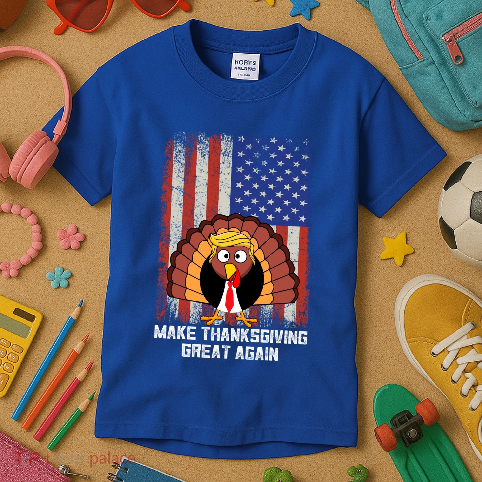 Make Thanksgiving Great Again Funny Trump Turkey Gift Kids T-Shirt