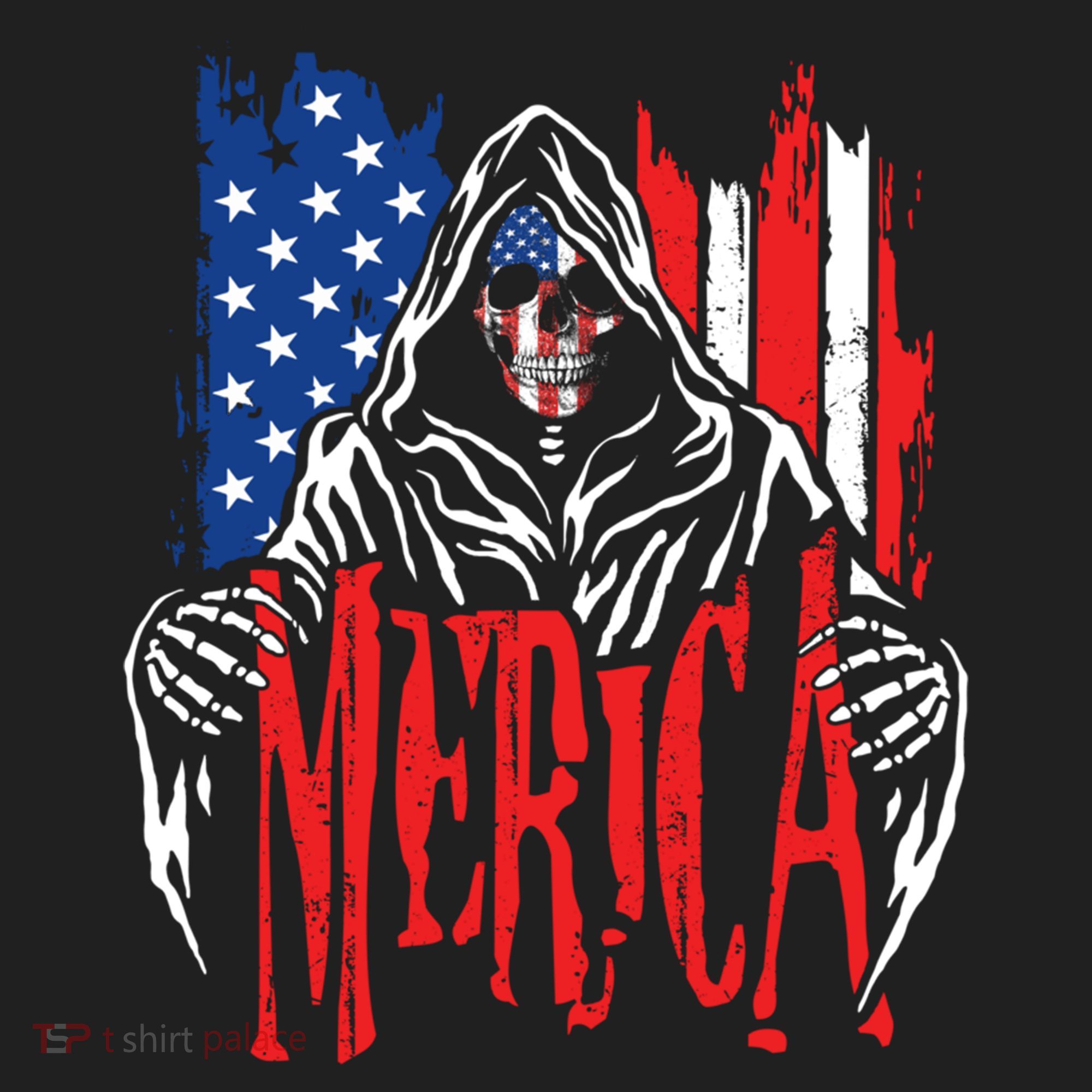 Merica The Grim Reaper Skull American Flag 4th Of July Gift Beanie