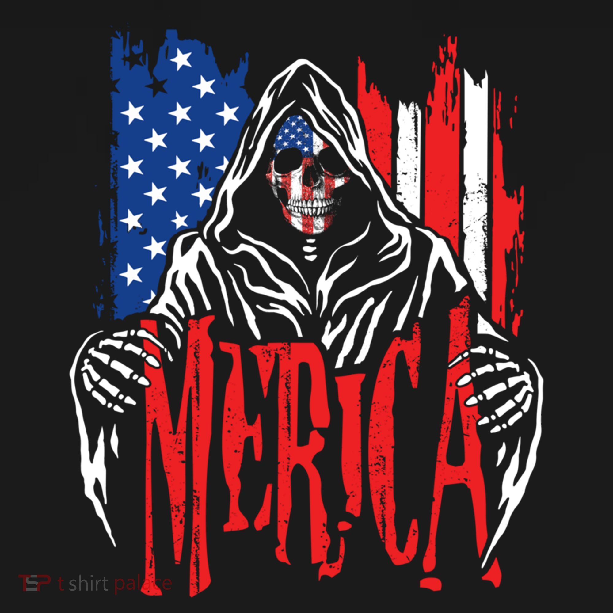Merica The Grim Reaper Skull American Flag 4th Of July Gift Ornament