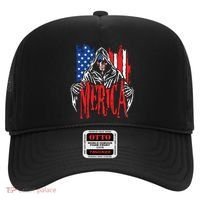 Merica The Grim Reaper Skull American Flag 4th Of July Gift Hat thumb 0