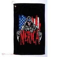 Merica The Grim Reaper Skull American Flag 4th Of July Gift Golf Towel thumb 0