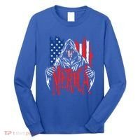 Merica The Grim Reaper Skull American Flag 4th Of July Gift Long Sleeve Shirt thumb 0