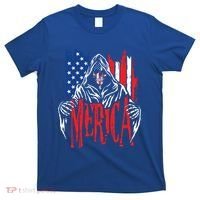 Merica The Grim Reaper Skull American Flag 4th Of July Gift T-Shirt thumb 0