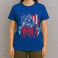 Merica The Grim Reaper Skull American Flag 4th Of July Gift T-Shirt thumb 4