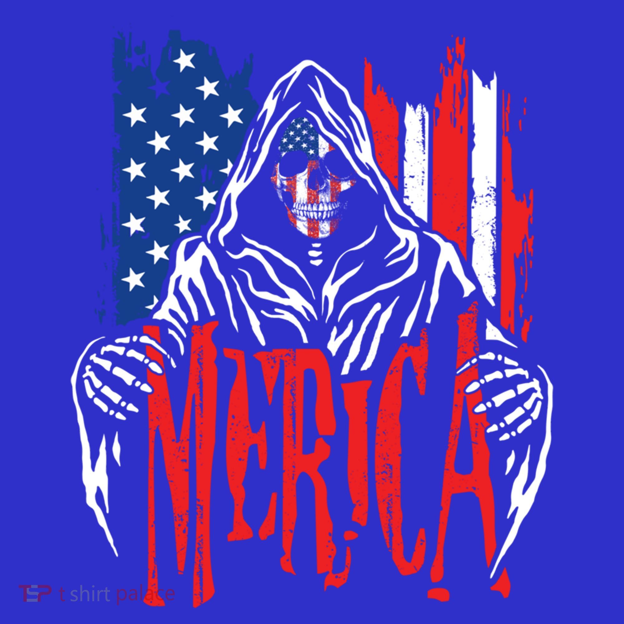 Merica The Grim Reaper Skull American Flag 4th Of July Gift Polo