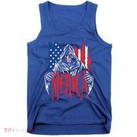 Merica The Grim Reaper Skull American Flag 4th Of July Gift Tank Top thumb 0