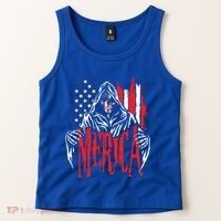 Merica The Grim Reaper Skull American Flag 4th Of July Gift Tank Top thumb 2
