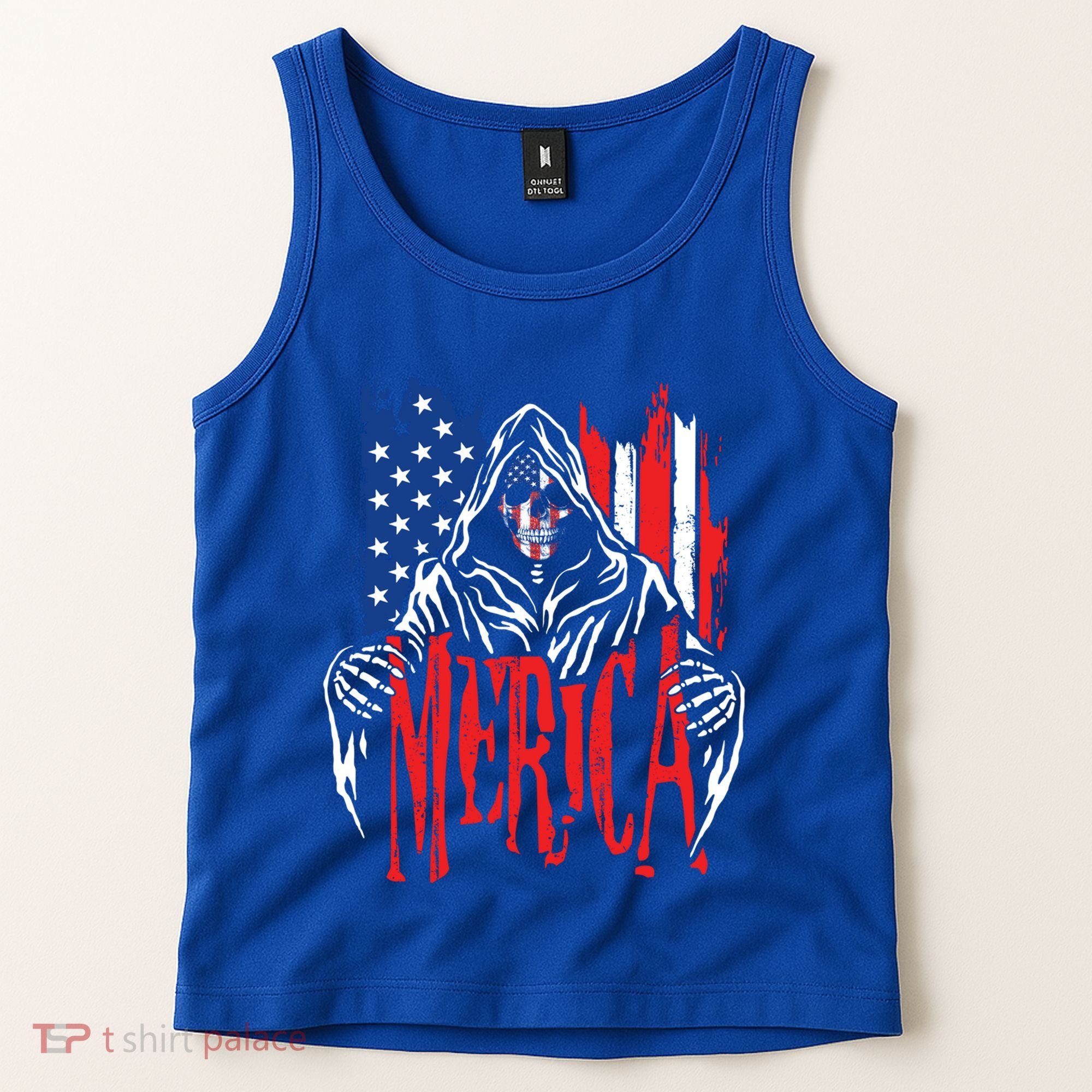 Merica The Grim Reaper Skull American Flag 4th Of July Gift Tank Top