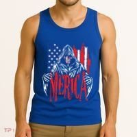 Merica The Grim Reaper Skull American Flag 4th Of July Gift Tank Top thumb 3