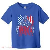Merica The Grim Reaper Skull American Flag 4th Of July Gift Toddler T-Shirt thumb 0