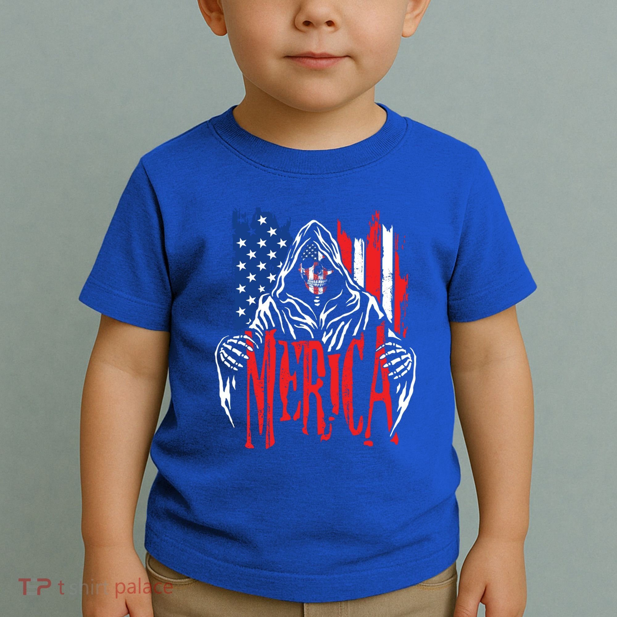 Merica The Grim Reaper Skull American Flag 4th Of July Gift Toddler T-Shirt