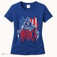 Merica The Grim Reaper Skull American Flag 4th Of July Gift Women's T-Shirt thumb 0