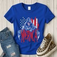 Merica The Grim Reaper Skull American Flag 4th Of July Gift Women's T-Shirt thumb 3