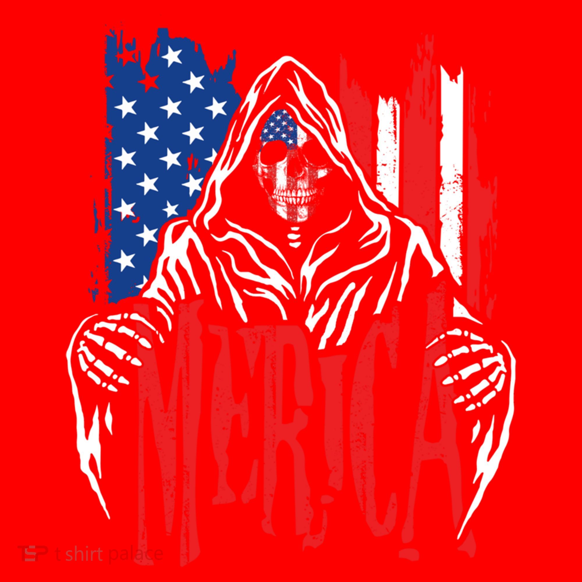 Merica The Grim Reaper Skull American Flag 4th Of July Gift Santa Hat