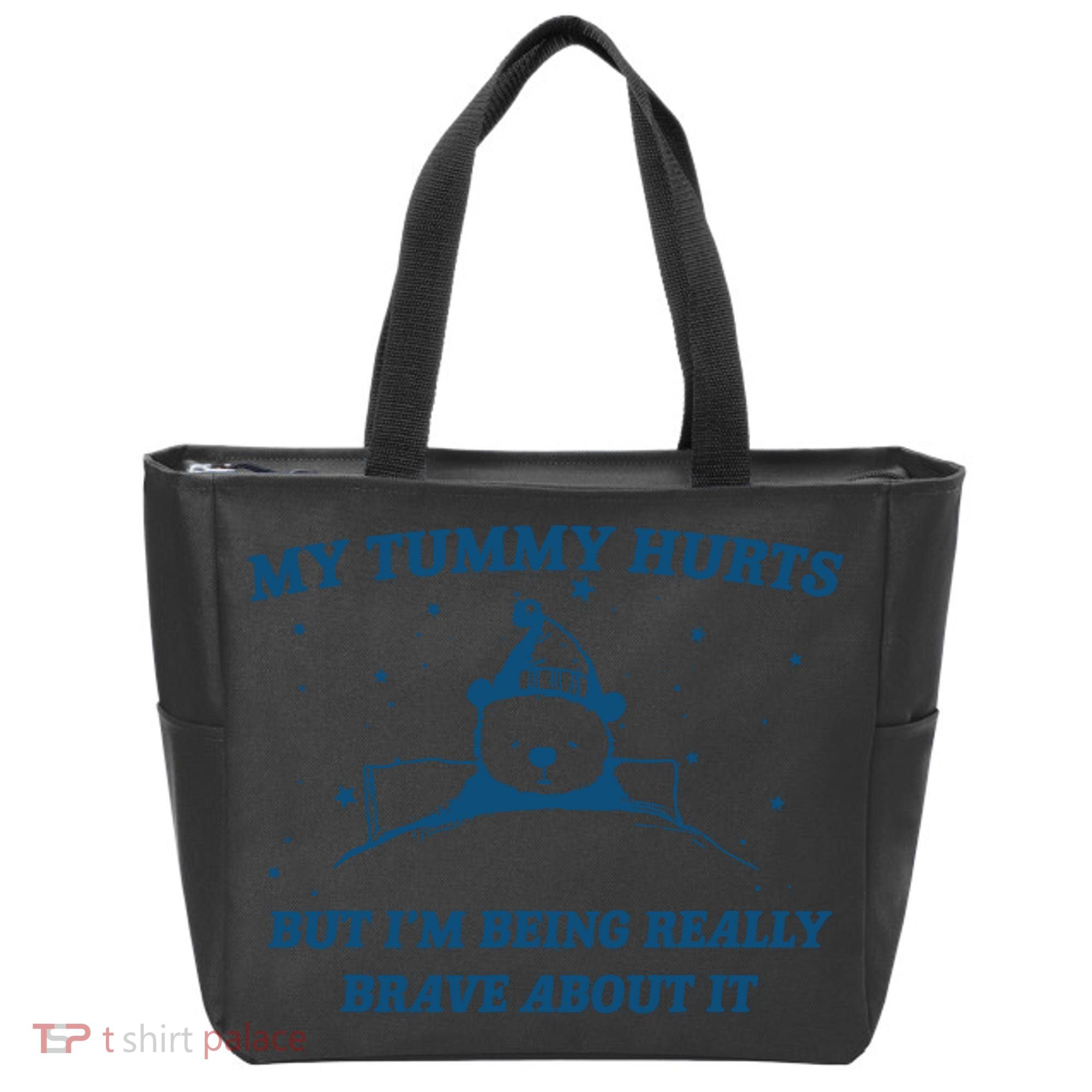 My Tummy Hurts Funny Bear Retro Cartoon Meme Tote Bag