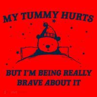 My Tummy Hurts Funny Bear Retro Cartoon Meme Santa Hat thumb 1