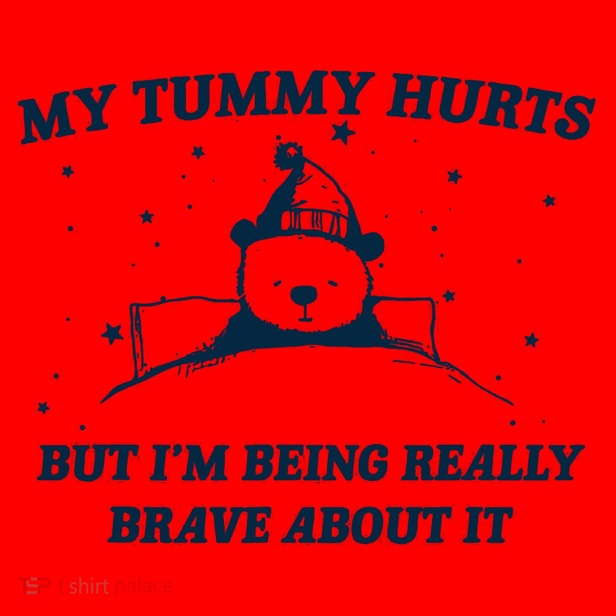 My Tummy Hurts Funny Bear Retro Cartoon Meme Santa Hat