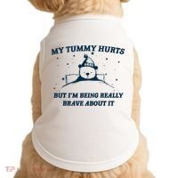 My Tummy Hurts Funny Bear Retro Cartoon Meme Doggie Tank thumb 0