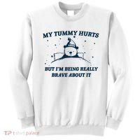 My Tummy Hurts Funny Bear Retro Cartoon Meme Sweatshirt thumb 0