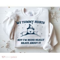 My Tummy Hurts Funny Bear Retro Cartoon Meme Sweatshirt thumb 2